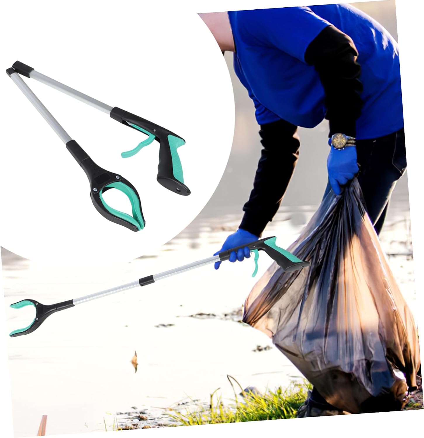 CALLARON Foldable Trash Picker Grabber Tool Lightweight Reaching Assist for Outdoor Cleaning Durable Garbage Clamp for Seniors and Mobility Aid for Litter Pickup and Reach Areas