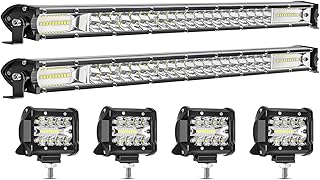 2PCS 22'' 180W Double Row LED Light Bar, 4PCS 60W LED Light for Car Accessories Trucks Utv ATV RV SUV Pickup Boat Golf Cart, Tractor, Motorcycle