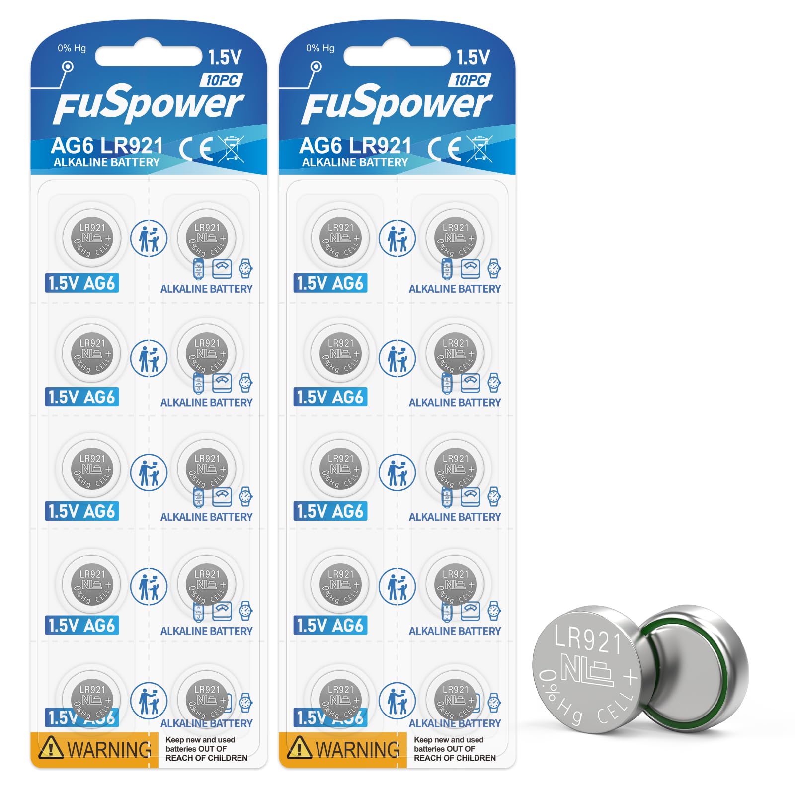 SR920SW 371 370 AG6 - Batterie a bottone da 1,5 V, a lunga durata e a prova di perdite, confezione da 10