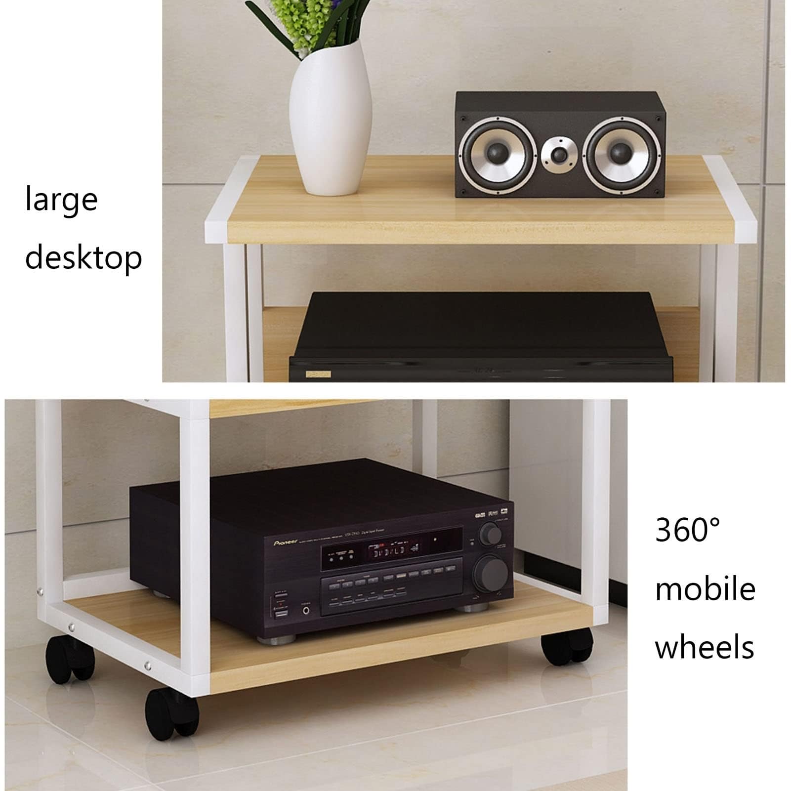 Stojak Na Sprzęt Audiowizualny, 4-Poziomowy, Stojak Na Odtwarzacz Dvd, Cd, Drewniana Rama Narożna, Szafka Na Komponenty, Stojak Na Sprzęt Audio Stereo, Idealny Do Salonu, Gier, Stojący Na Podłodze, B