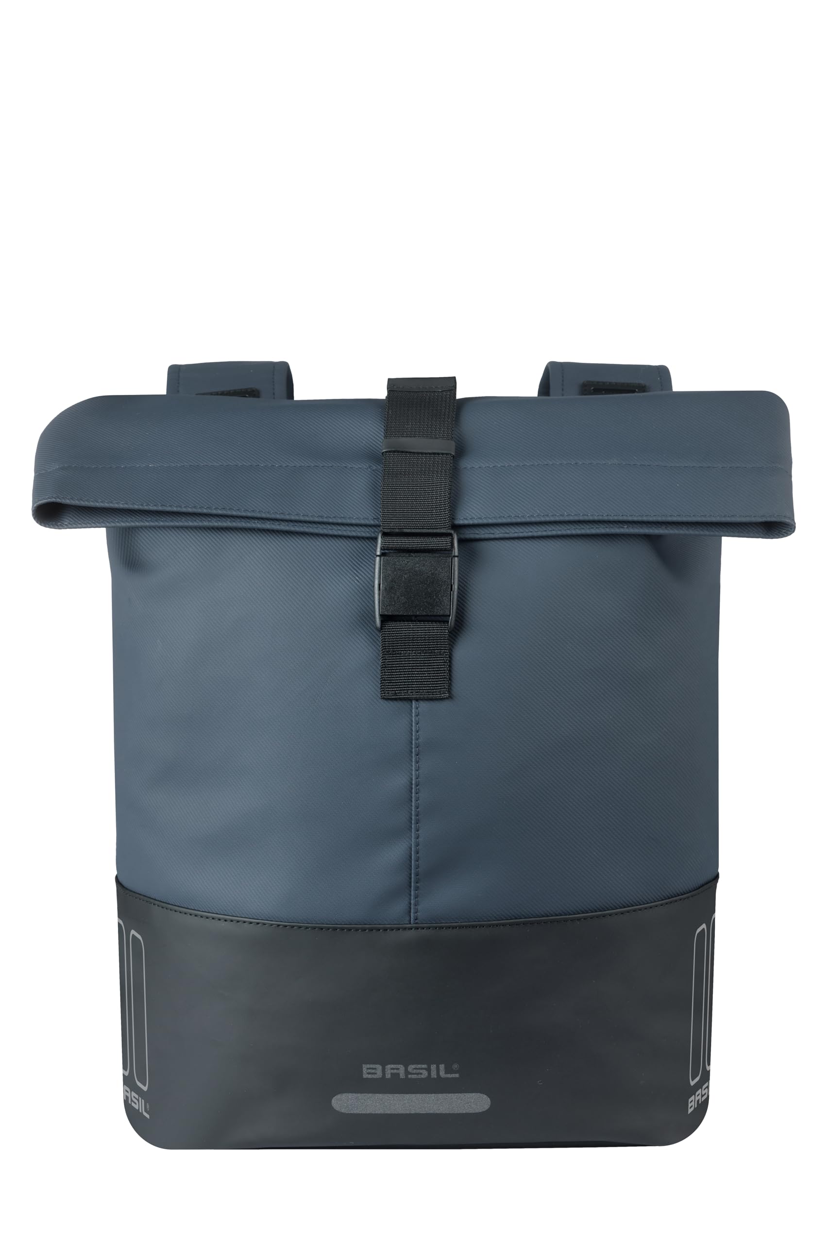 Basil Cove Podwójna torba rowerowa, na bagażnik, wodoodporna, 28-32 l, odblaskowa, wykonana z materiału z recyklingu, kompatybilna z MIK, 29 x 14,5 x 36 cm, niebieska/czarna