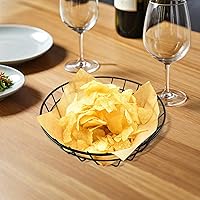 Vista 4 de DOITOOL 2 cestas de pan, cestas de alambre de metal ovaladas cromadas de 7.67 x 2 pulgadas, cestas de comida rápida para servir, contenedores