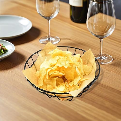 Miniatura 4 de DOITOOL 2 cestas de pan, cestas de alambre de metal ovaladas cromadas de 7.67 x 2 pulgadas, cestas de comida rápida para servir, contenedores de