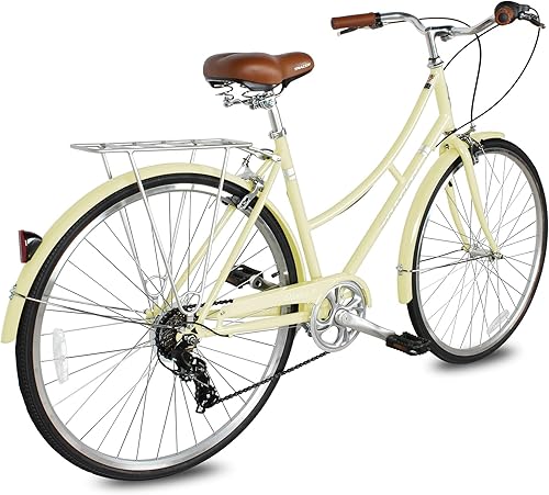 Vista 92 de Tracer Osaka - Bicicletas híbridas, marco de acero, Shimano Nexus Inter 3/7 velocidades, agarre marrón asiento marrón, bicicleta de carretera