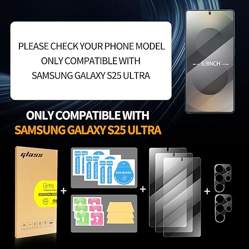 Vista 25 de Paquete de 2 protectores de pantalla de vidrio templado curvado aplicables para Samsung Galaxy S21 Ultra 5G de 6.8 pulgadas + 2 protectores de lente