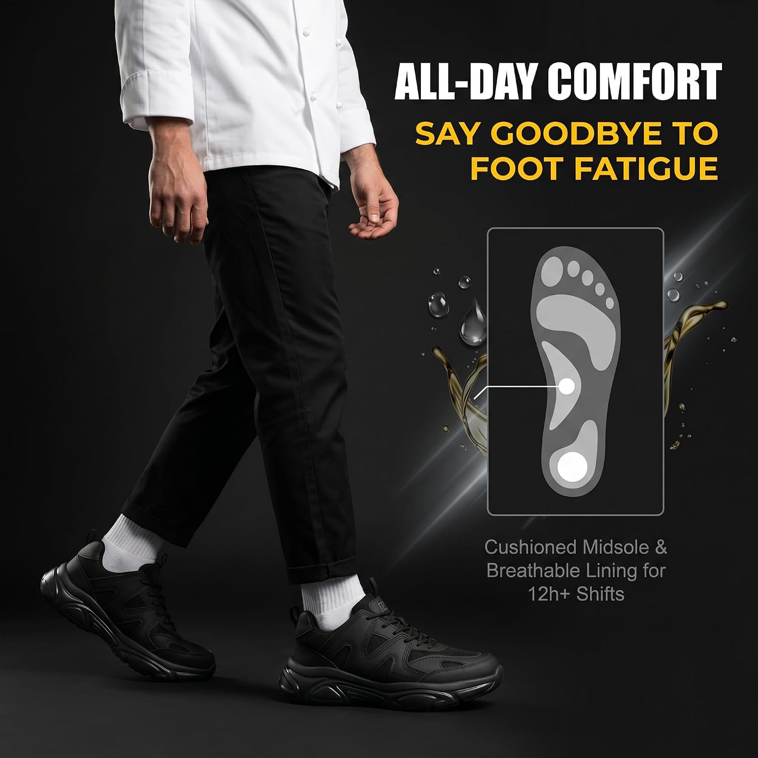Non Slip Work Shoes for Women Sneakers Food Service Kitchen