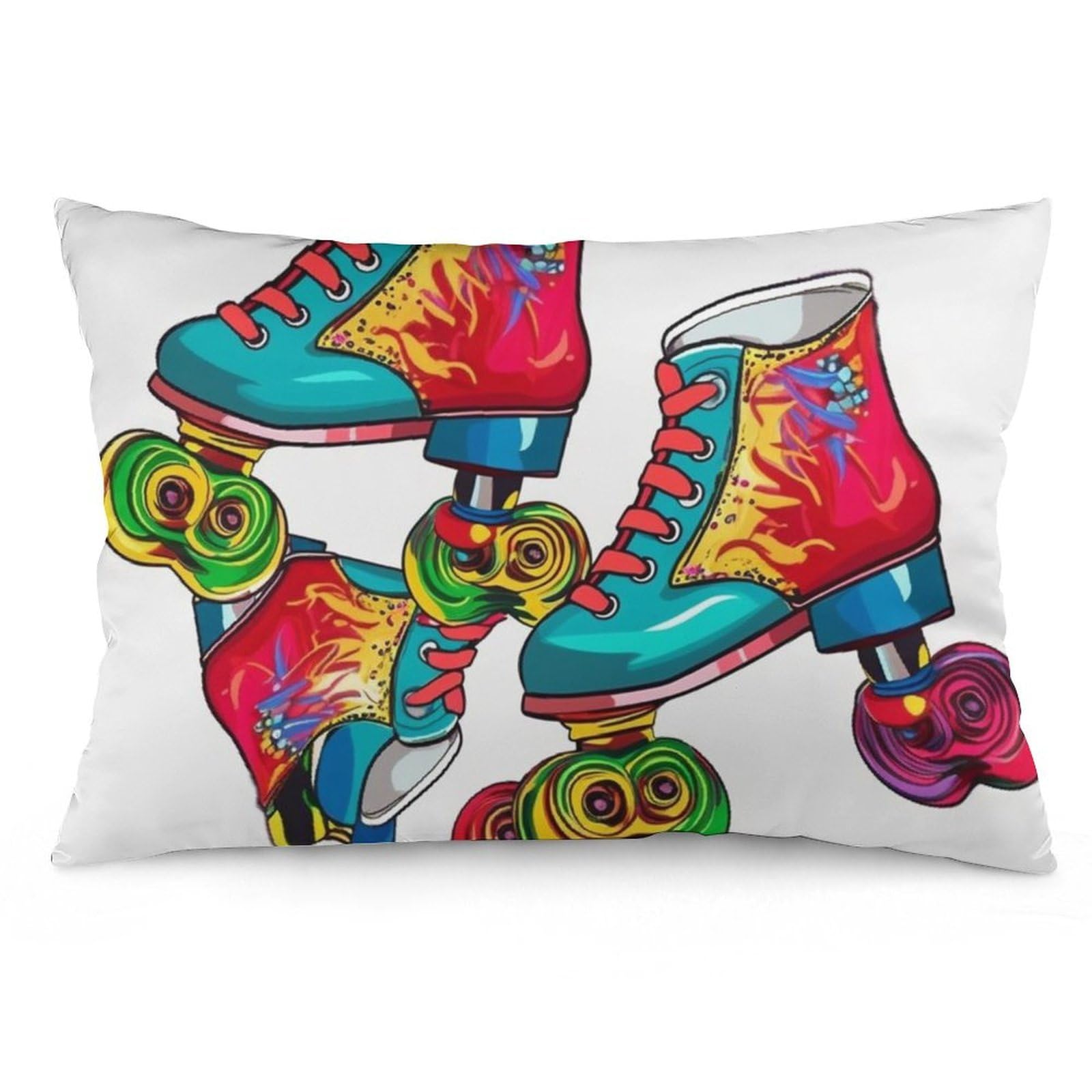 2 Pack Pillow Cases for Hair and Skin, Soft Breathable Pillow Case Covers with Hidden Zipper, Colorful Roller Skates Pillowcase 20"x30" Pillow Covers for Sleeping Gift