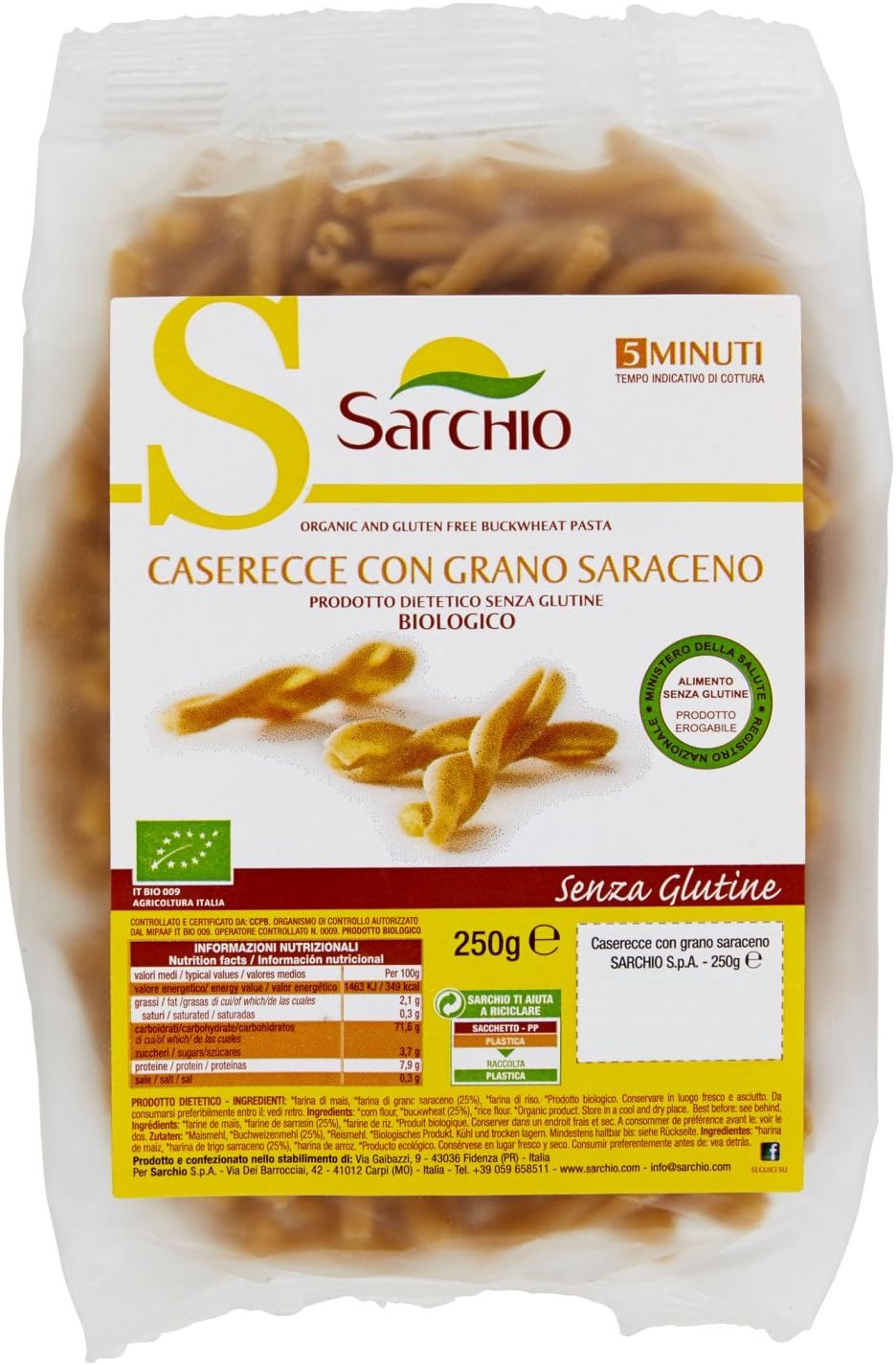 Sarchio - Caserecce Con Grano Saraceno - 250g