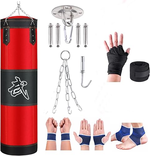 Miniatura 1 de Uouteo Saco de boxeo colgante para adultosniños, saco de boxeo pesado sin relleno, juego de bolsa de boxeo para MMA, kickboxing, muay thai, karate,