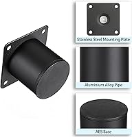 Vista 4 de OwnMy 4 patas de muebles de acero inoxidable de 2 pulgadas, patas de metal para escritorio, elevadores de muebles de metal redondo negro, patas