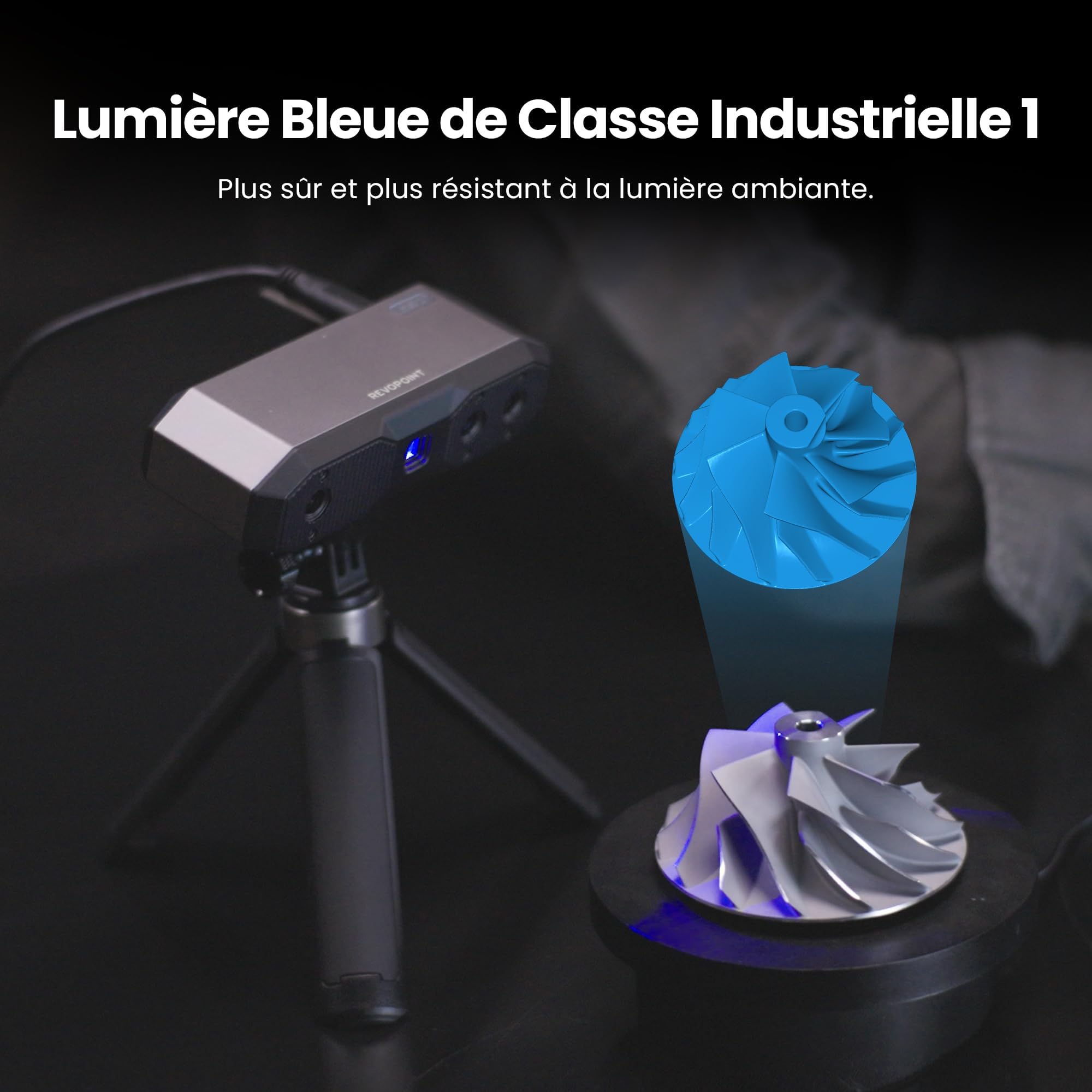 Revopoint MINI 2 Scanner 3D pour Impression 3D,Précision Jusqu'à 0,02 mm,Scan Rapide à 16 ips,Scanner 3D Portable à Scan Couleur pour Dentisterie, Standard