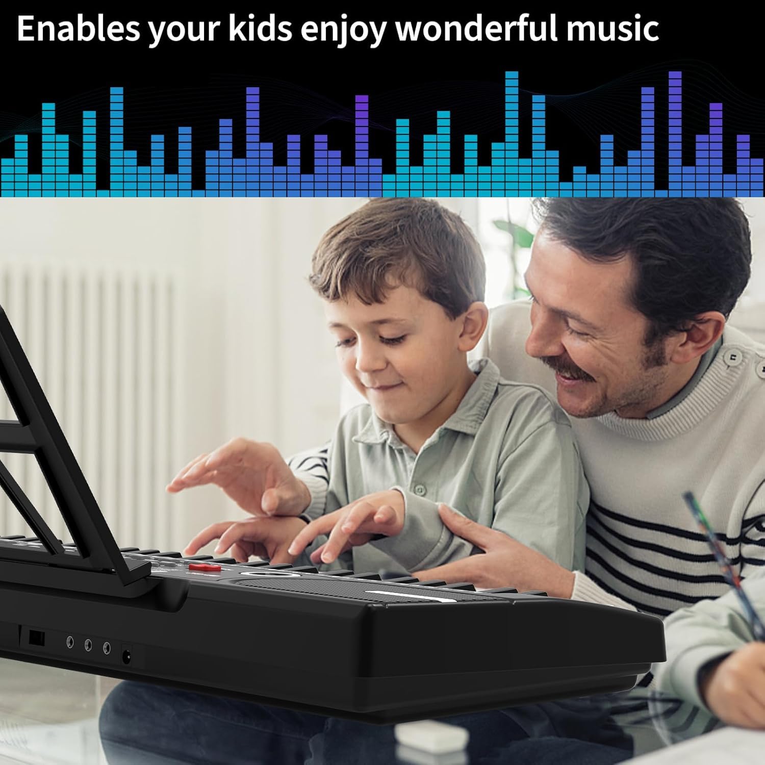 61 keys keyboard piano, Electronic Digital Piano with Built-In Speaker Microphone, Sheet Stand and Power Supply, Portable piano Keyboard Gift Teaching for Beginners