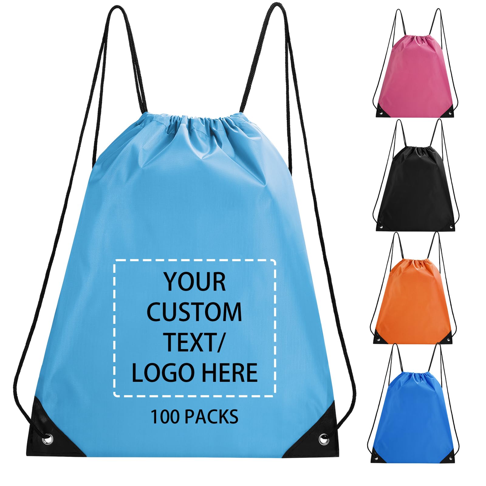 Fyore Custom Drawstring Bags with Logo, 10/50/100 Pack Bulk Personalised String Backpacks for Gym, Sports, Events, Travel, Daily Use, Business Activities โ image 1