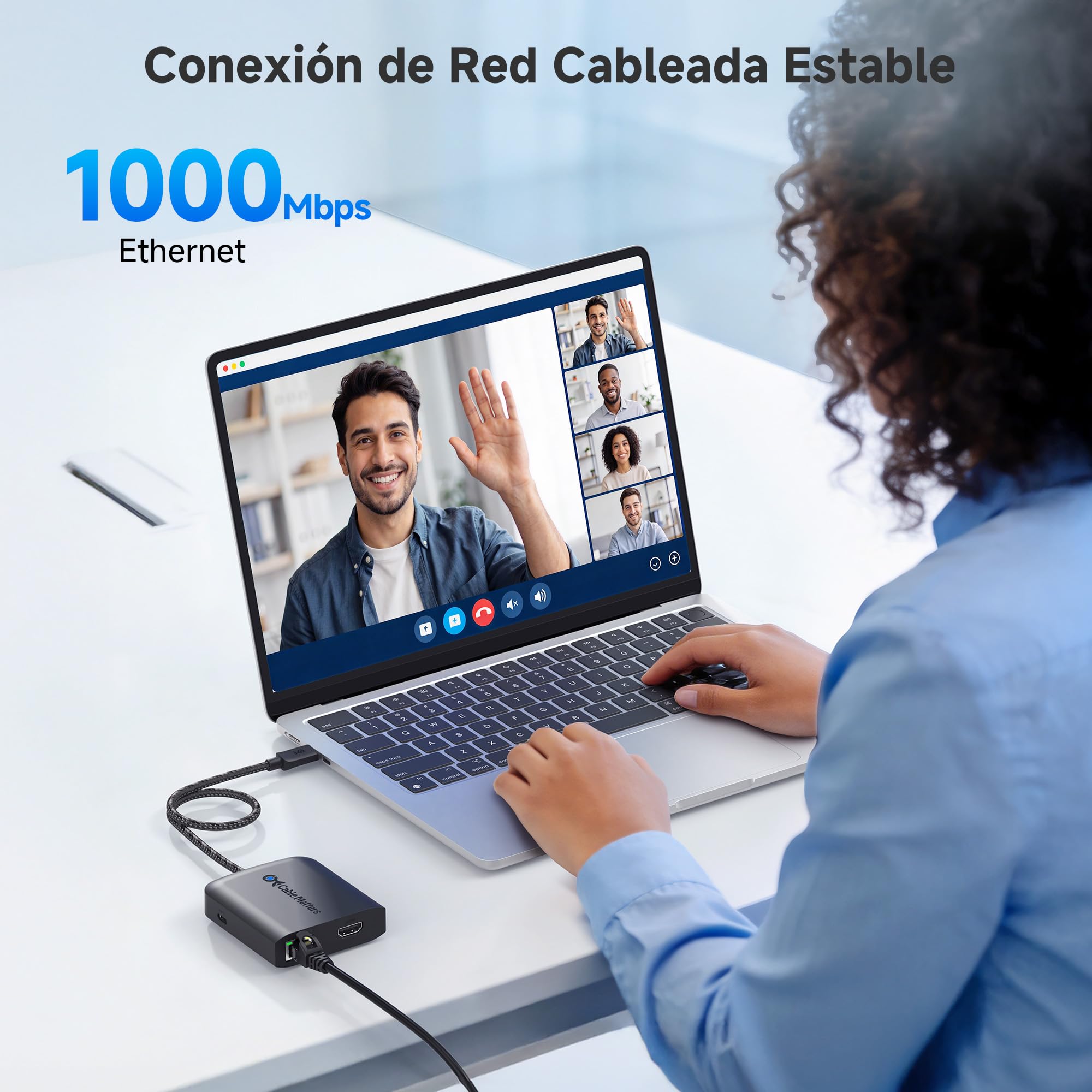 Cable Matters Hub USB-C HDMI con 2 Puertos USB 3.0, 8K, Negro | 4K@120Hz, Ethernet Gigabit, Power Delivery de 100 W, transferencia de datos 5 Gbit/s, negro