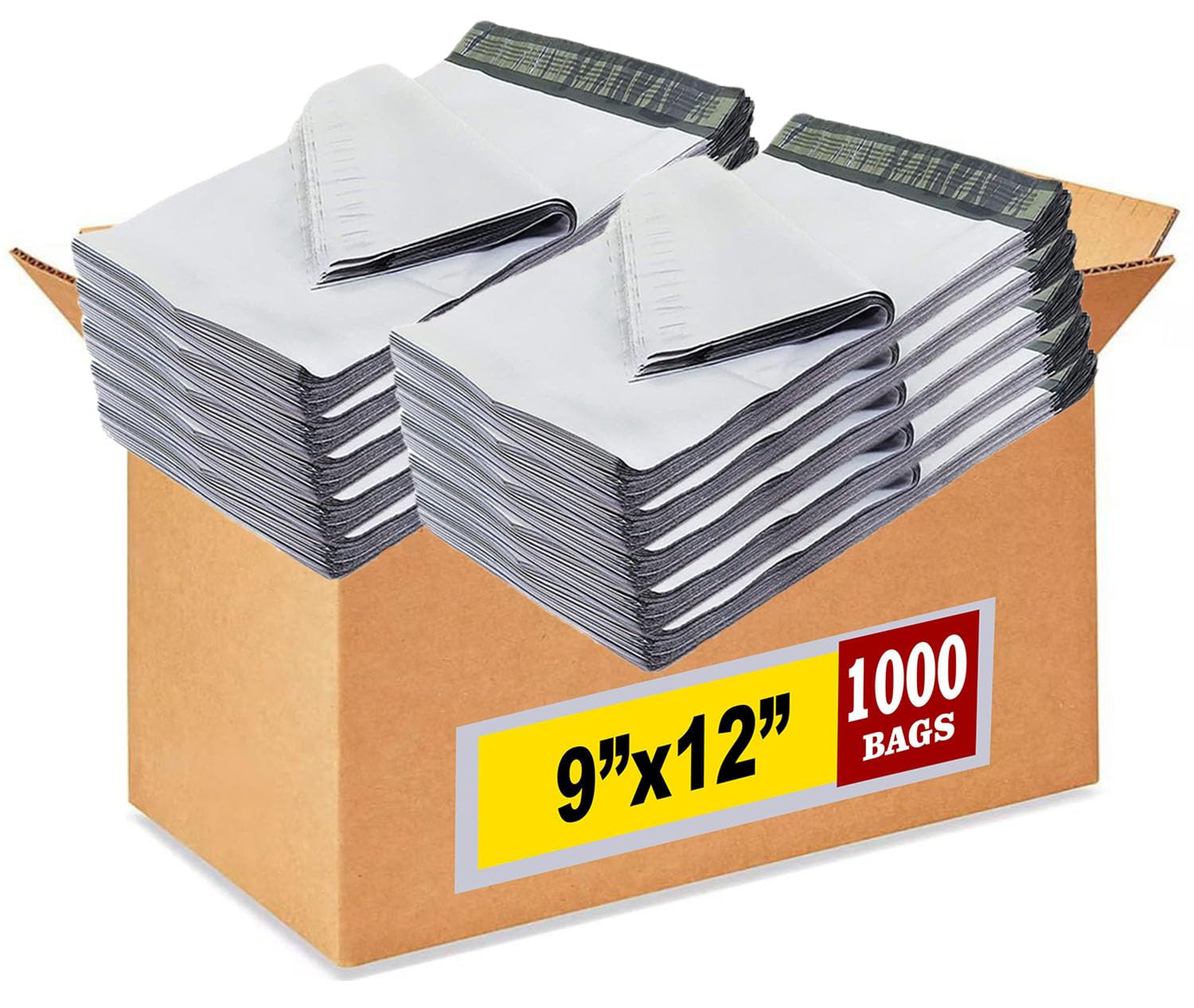 iMBAPrice 9x12 Inches White Poly Mailers, 1000-Pack Mid Size #3 White Color Poly Mailing Shipping Envelopes Bags, Self Seal Adhesive Waterproof and