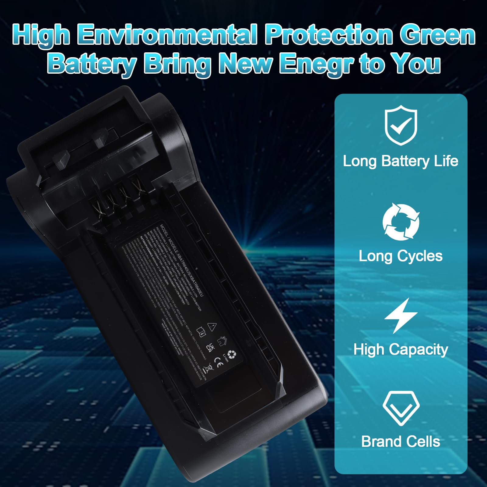 4600mAh 21.6V XBATR640EU Batteria di Ricambio Compatibile con Aspirapolvere Shark IP1251 IP1250 IP1255 IP1251C IP1220 IP1220C IP3251 IP3251C IP3225 IP3124 IP3252 (XBATR640EU)