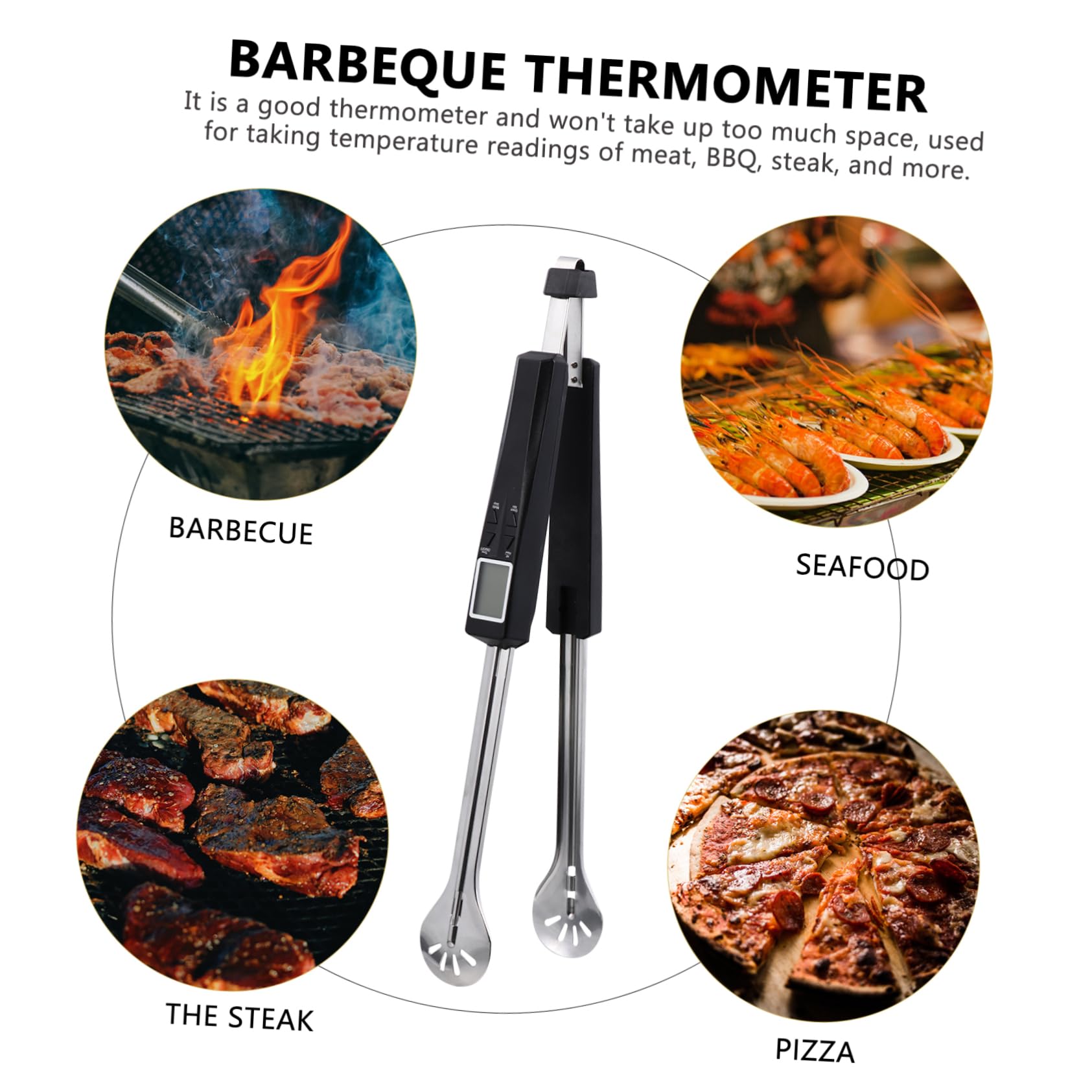 ABOOFAN Termometro per Barbecue con Sonda per Pinze per Alimenti per Letture Accurate della Temperatura per Grigliate Cottura e Cottura al Forno Utensile da Cucina