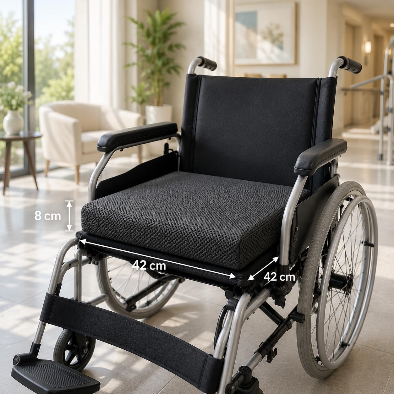 Cojín Antiescaras Espuma Viscoelástica para Silla de Ruedas y Oficina Funda Lavable Transpirable Base Antideslizante Alivio Presión Coxis y Mejora Postura