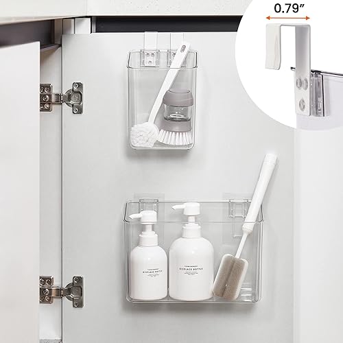 Miniatura 8 de vacane Organizador de puerta de plástico sobre gabinete con ganchos extraíbles, cestas colgantes transparentes para organizar sobre el gabinete