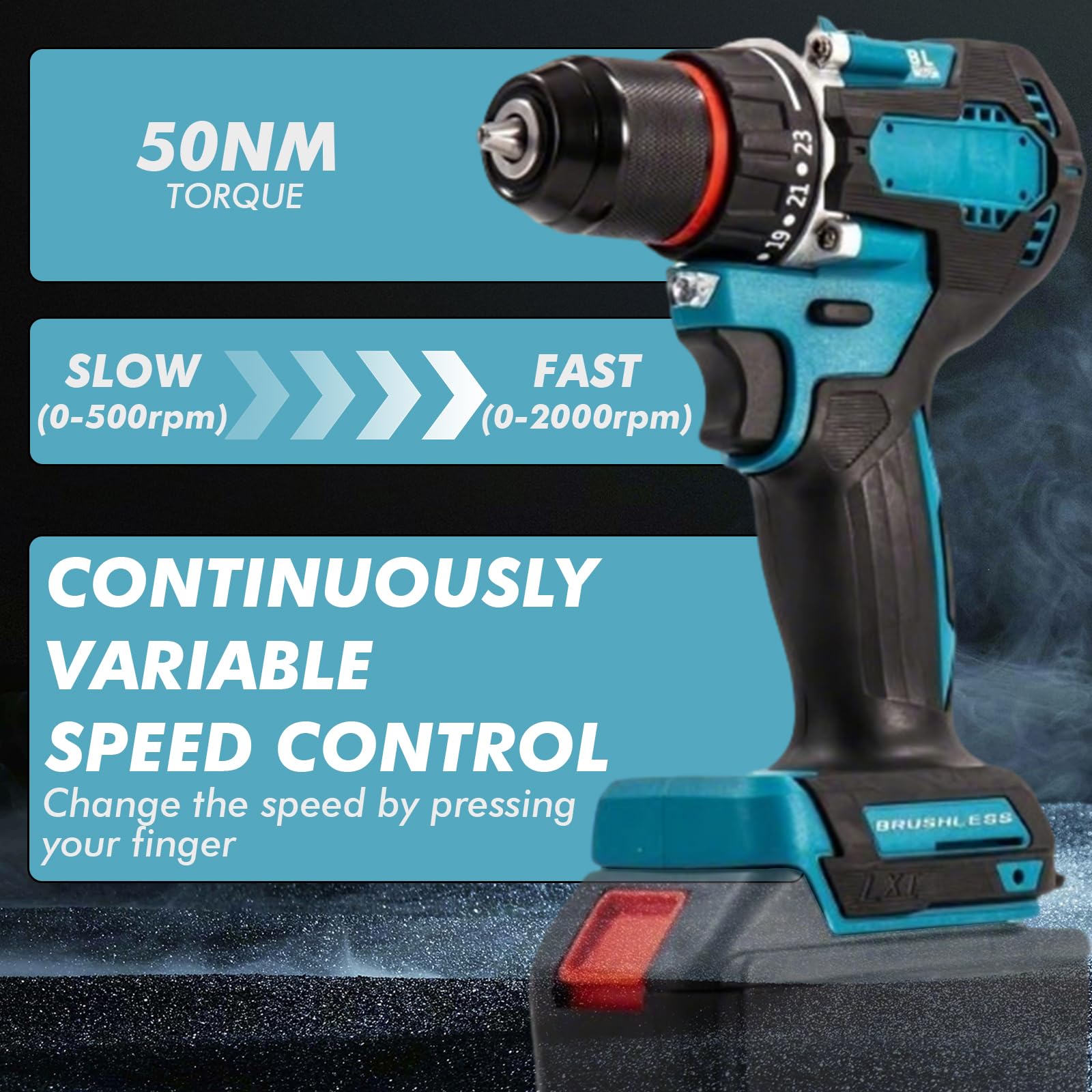 Perceuse Visseuse Sans Fil compatible avec Makita 18V Batterie, Visseuse Devisseuse Sans Fil avec 24 Accessoires, 23+1 Couples, 2 Vitesses (batterie et chargeur non inclus)