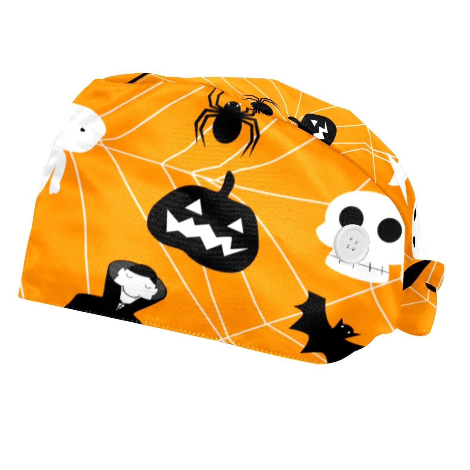 Halloween Pumpkin Specter Cat Sweat Wicking Doo Rag Beanie Cooling Helmet Liner Bandana Chemo Hat for Men and