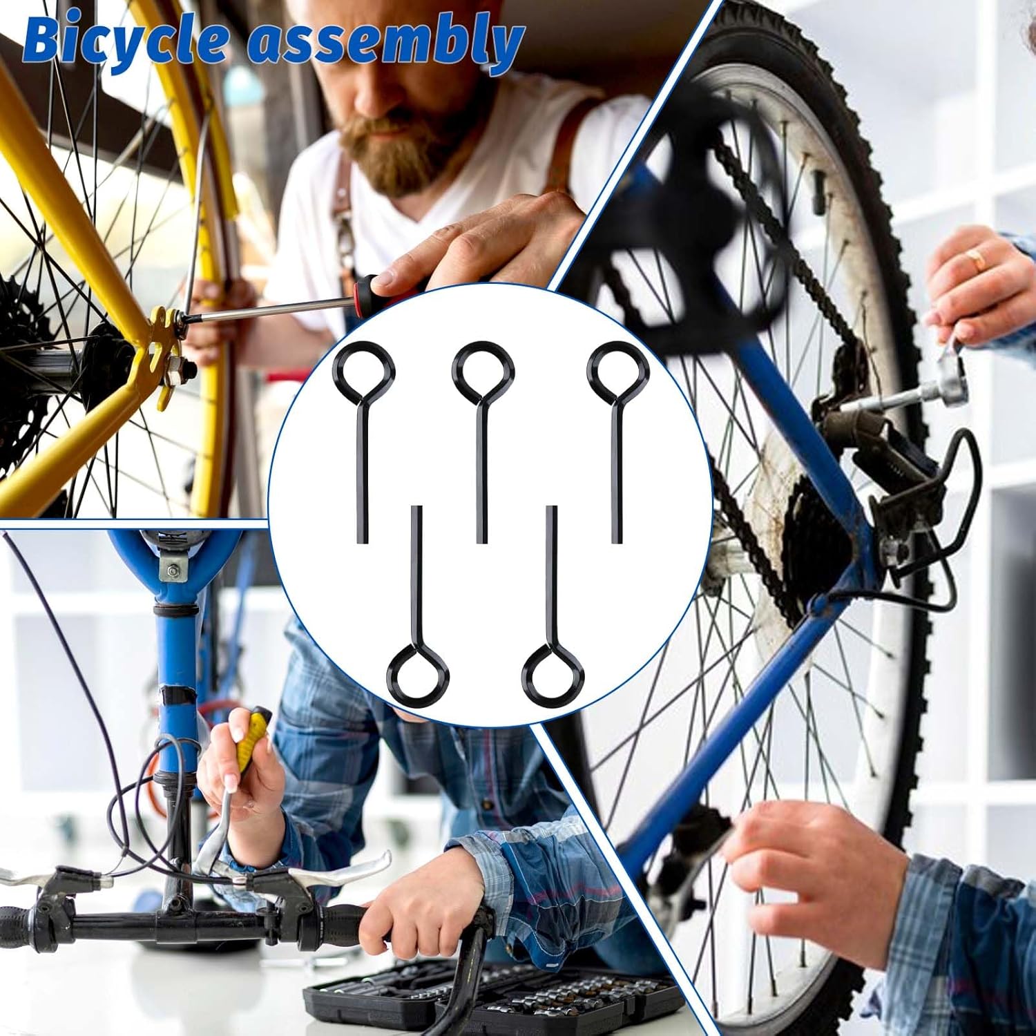 Abeillo 5 Pack 1/8" Allen Wrench, Hex Key for Push Bar Door, Standard Hex Dogging Key with Full Loop, Black Metal Allen Wrenches Keychain Door Keys