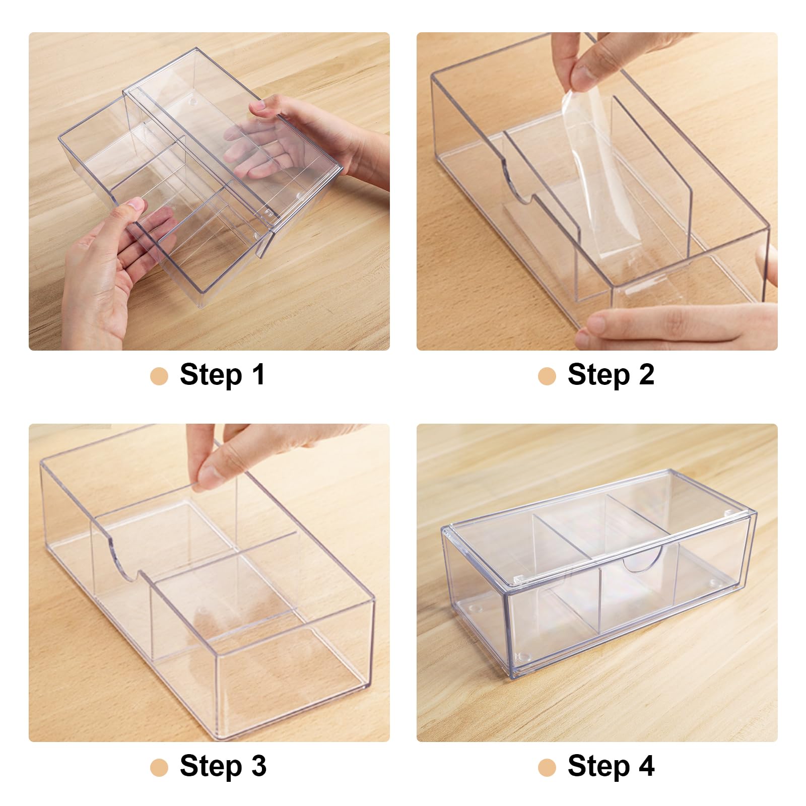 Soportes de Hisopos, Organizador Baño,Organizador Maquillaje | Transparente con Compartimentos, Contenedor de Hisopos de Algodón para Discos Bola de Algodón Qtips Cosmeticos Baño