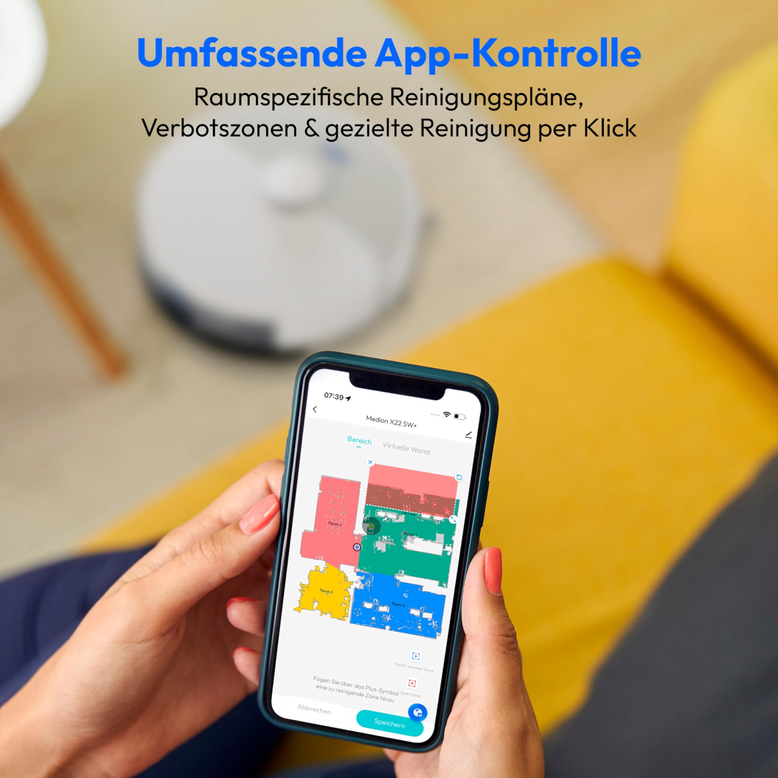 MEDION Saugroboter mit Absaugstation und Wischfunktion X22 SW+ (Lasernavigation, Starke 5000Pa Saugkraft, 2in1 Roboterstaubsauger, präzise Kartenerstellung, Go & No Go Bereiche, mehrere Etagen) grau