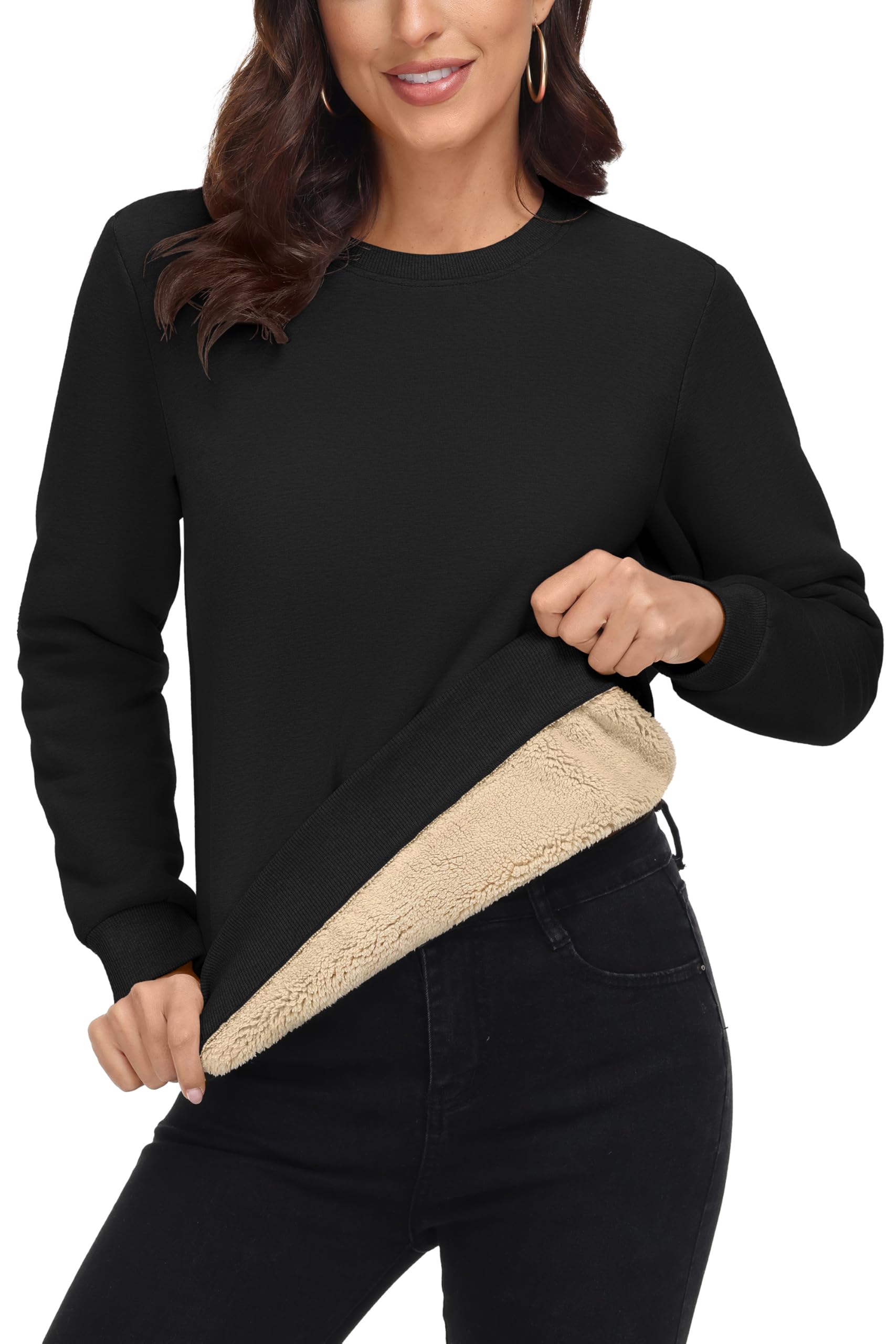 MAGCOMSEN Women's Sherpa Lined Sweatshirt