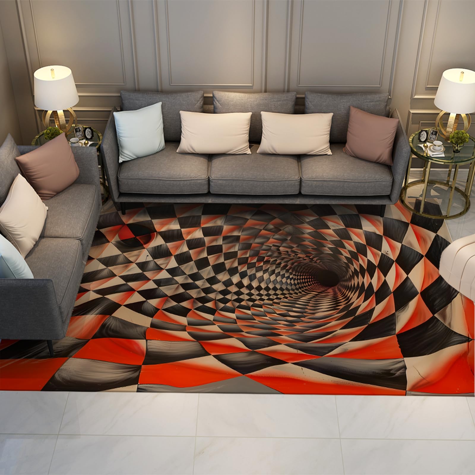 Tapis géométriques design pour salon moderne et bureau contemporain