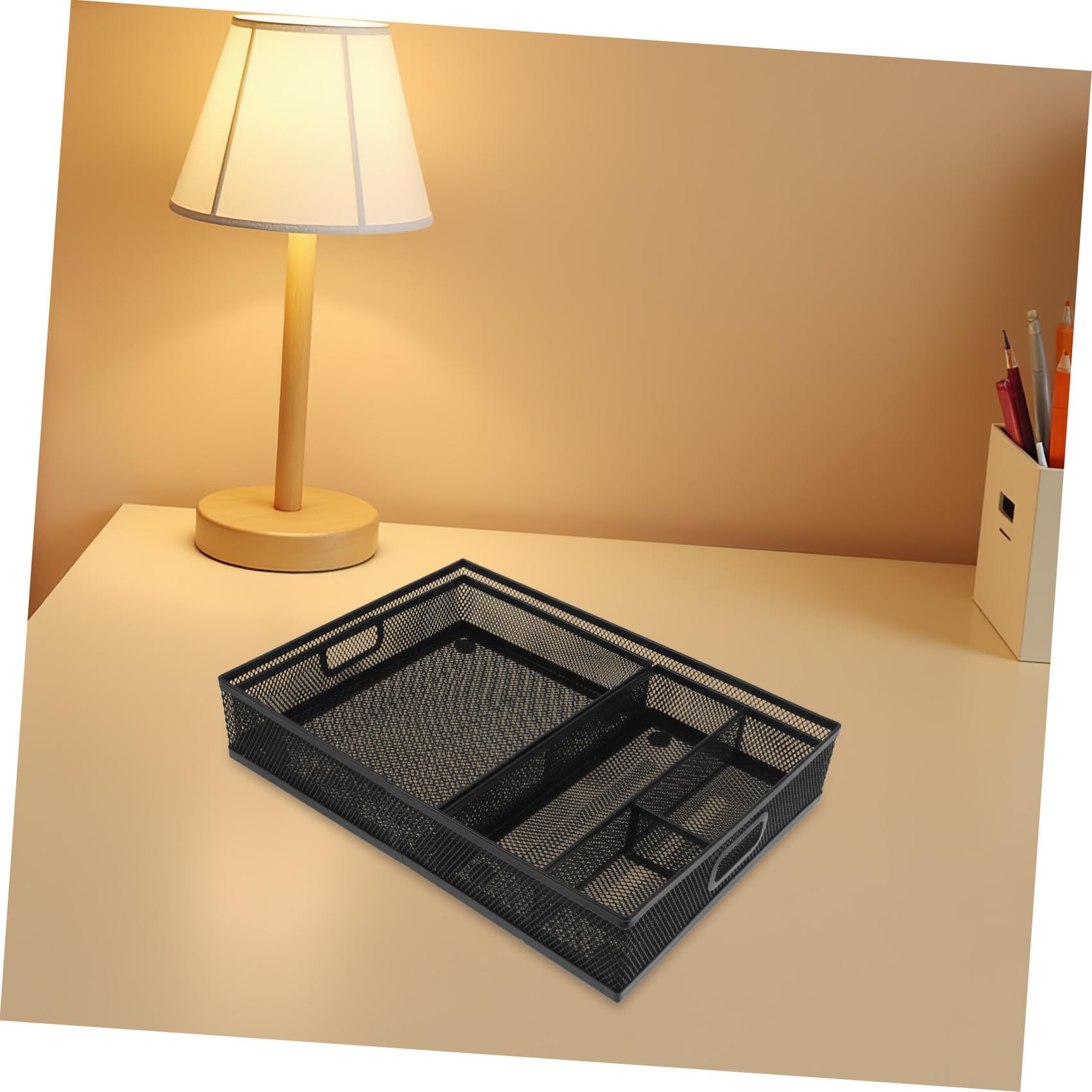 3 Pezzi Organizzatore da Scrivania in Rete con Scomparti per Documenti e Cancelleria Cassetto Porta Oggetti Multifunzione per Ufficio e Casa