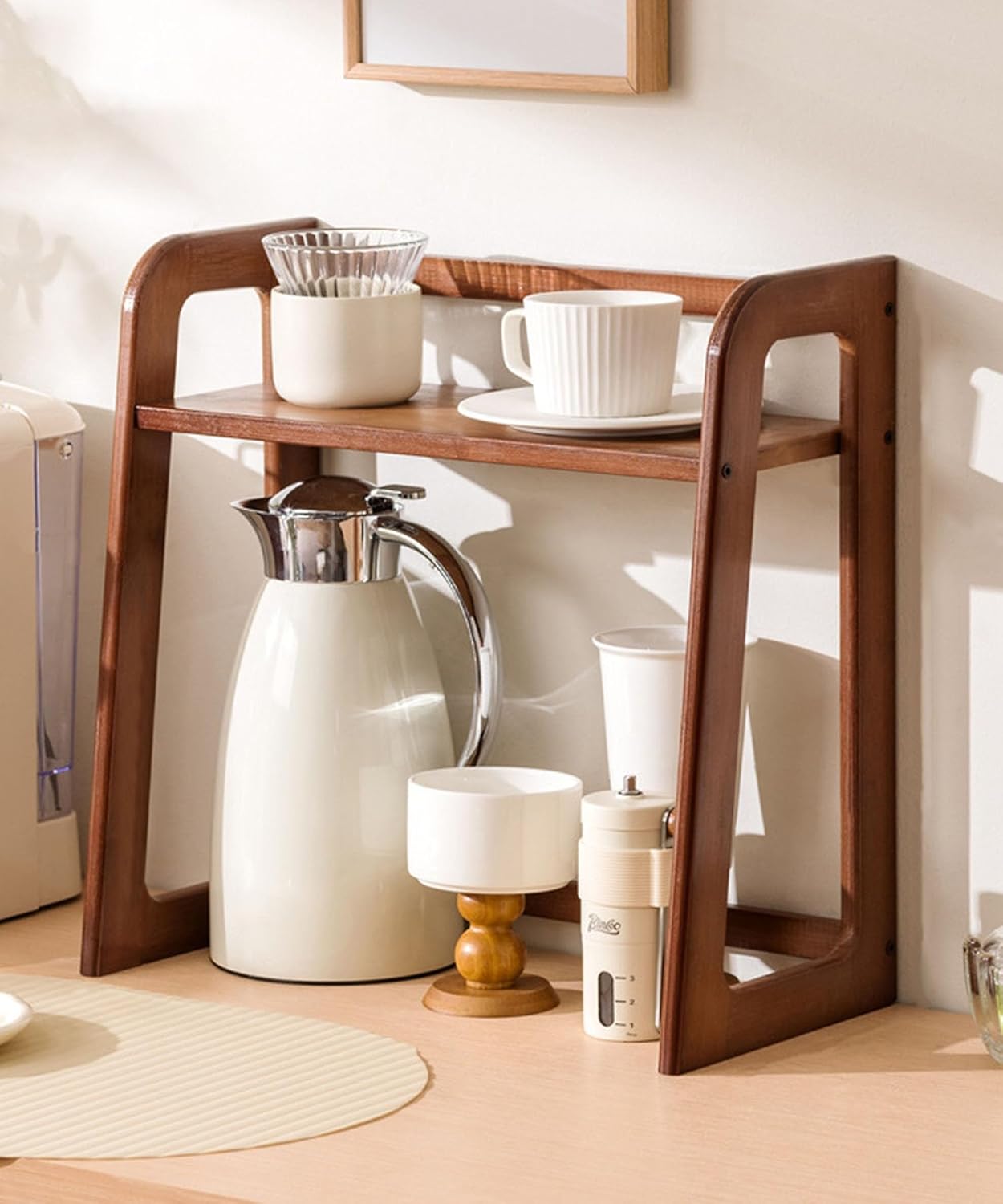 Tabletop Open Rack, Desk Shelf, 2 Tiers, Wooden, Neatly Organized, Stationery Storage, Small Shelf