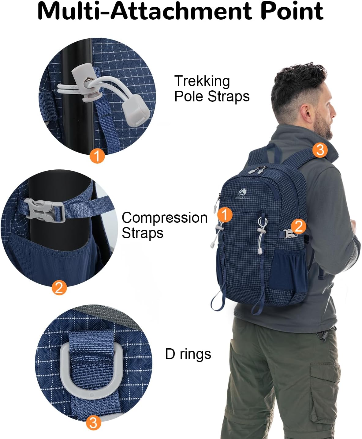 20L Small Waterproof Hiking Backpack Men Women, Lightweight Small Travel Backpack for Outdoor, Blue - Image 4