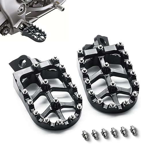 Miniatura 85 de MZS Estriberas de motocross anchas negras compatibles con KX250 KX450 KX250F KX450F KX250X KX450X CR125 CR250 CR250 CRF150R CRF250R CRF250 RALLY