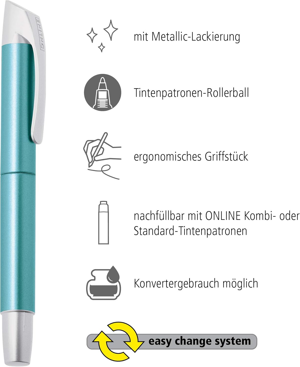 Ink Cartridge Rollerball Campus Colour Line Metallic Turquoise
