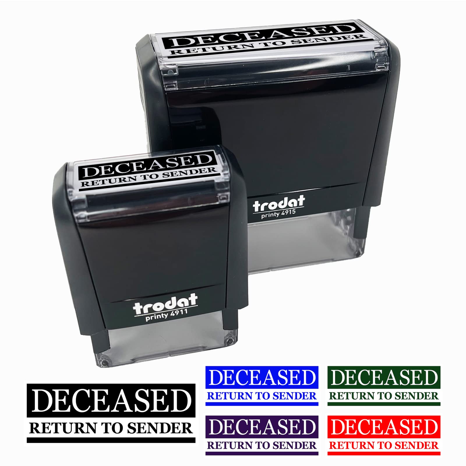 Deceased Return to Sender Mail Delivery Service Self-Inking Rubber Stamp Ink Stamper for Business Office - 1-1/2 Inch Small - Red Ink