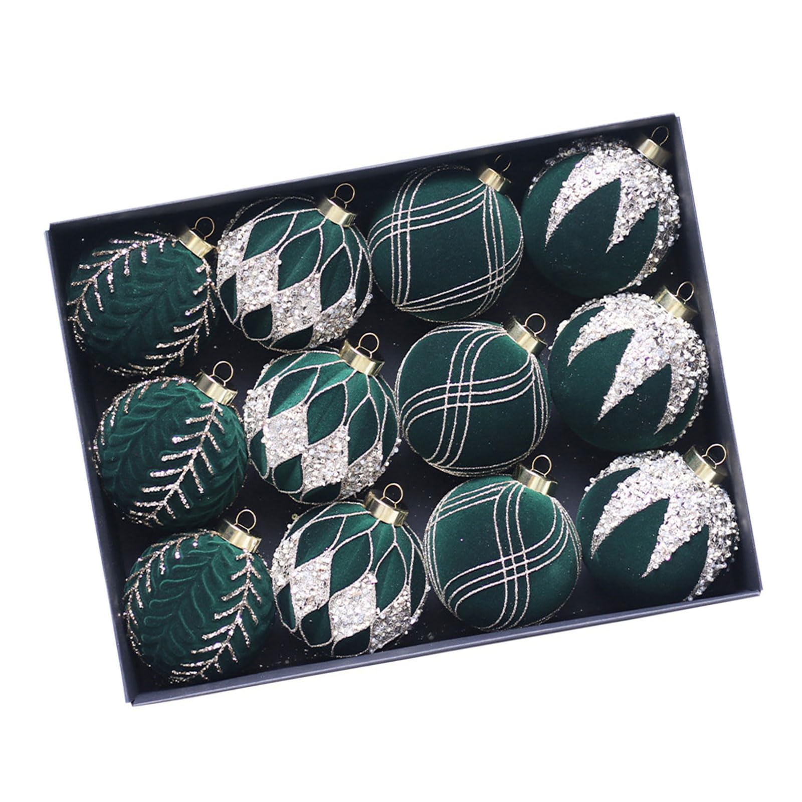 Tsophreniq Of 12 Flocking Christmas Sphere Ornament Soft Flocking Sphere 8cm Baubles for Elegant Holiday Trimming Decorations