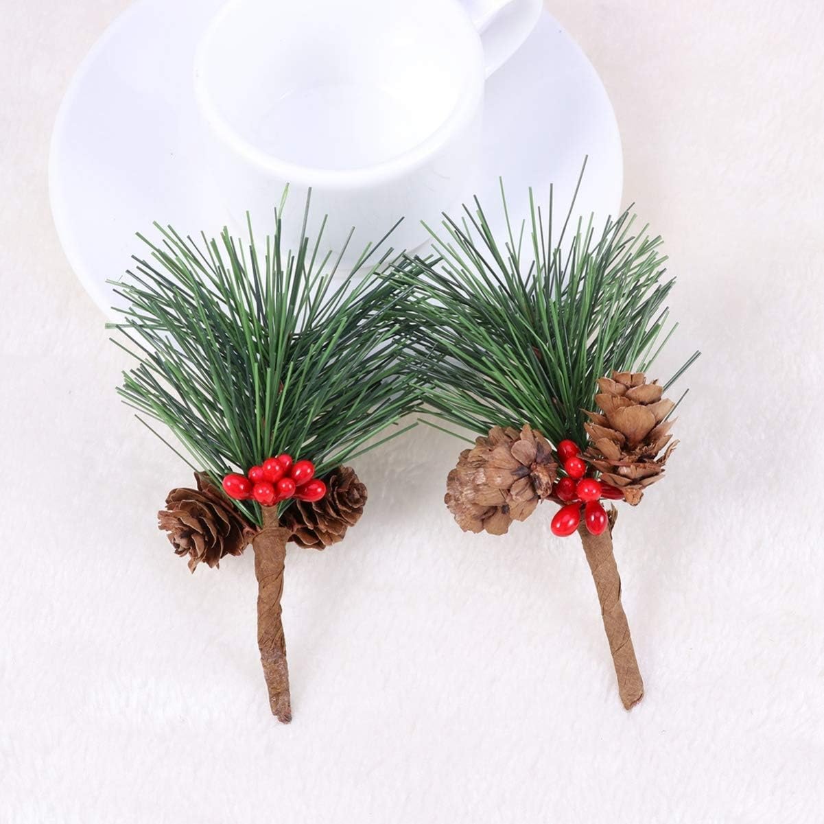 10pcs Christmas Pine Needles Artificial Pine Picks with Cones Berries Bouquets for Christmas Tree Wreaths Holiday Party Decorations - Image 3