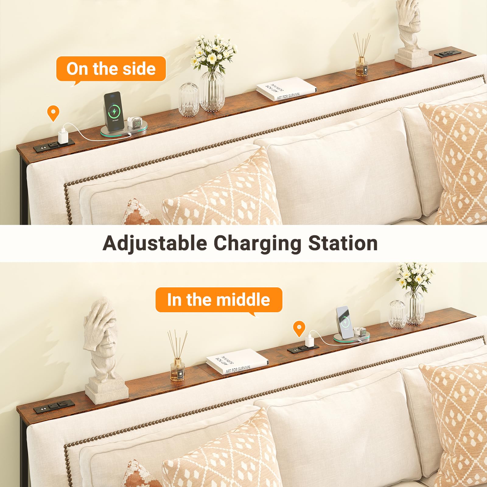 Amazon｜ELYKEN 狭いコンソールソファテーブル 電源コンセント付き