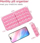 Zoksi Organisateur mensuel de pilules 1 Une fois par jour, un mois Voyage Pill Case, 30 Organisateur de boîtes à pilules une fois par jour, 31 Conteneur quotidien de médicaments avec grand support de pilule, pour supplément de vitamine médicaments, rose