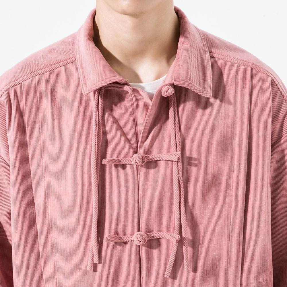 HGJH Herren Hemd Langarm, Herren Langarm Flanellhemd Thermohemd Ethnisches Rosa Hemd Button-Down-Baumwolle Großvaterhemd Bequemes Henry-Hemd Lässiges Arbeitshemd Für Männer Jungen