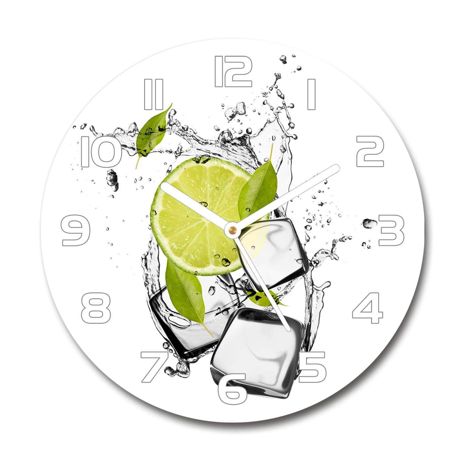 Horloge en verre Tulup 60x60cm pour salon design motif citron givré