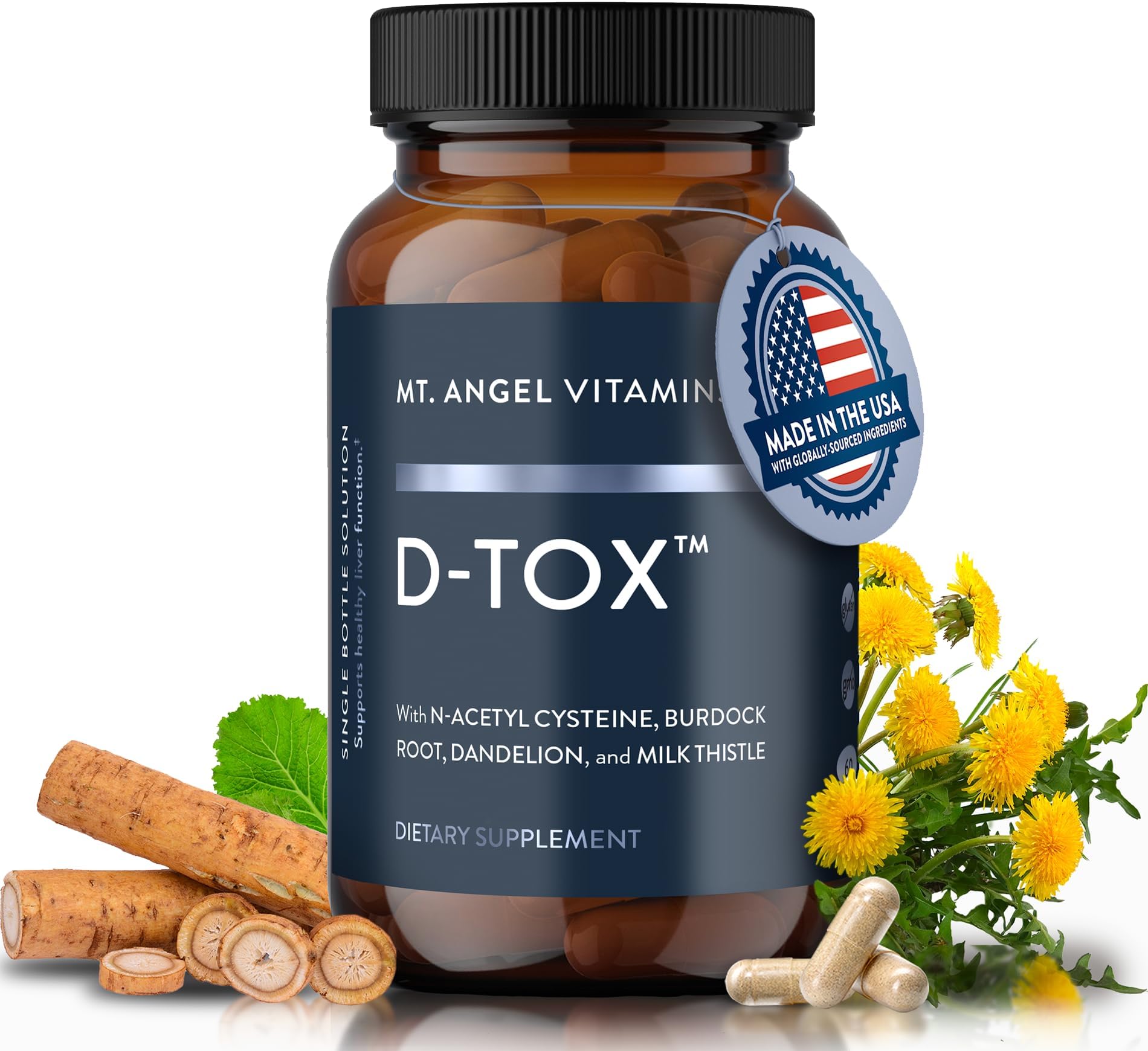 D-Tox - Advanced Liver Cleanse & Detox Repair Supplement, Supports Fatty Liver Health & Enzyme Reduction with Milk Thistle, NAC, and Dandelion Root - 60 Capsules