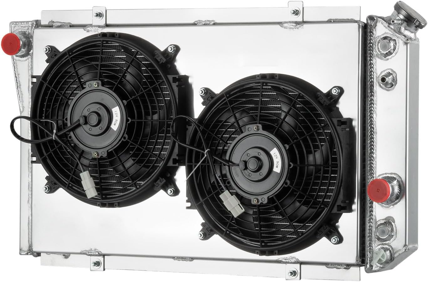 YuFiQiDa 3-Row Aluminum CU829 DPI829 Radiator + Dual 12" Fans & Shroud Kit for 1982-2002 Chevy S10 Blazer Corvette L83 2.5L-5.7L V8