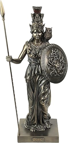 Veronese Design Escultura griega de Atenea de la diosa griega de 21 1/8 pulgadas de alto, estatua de resina de bronce fundido en frío, decoración