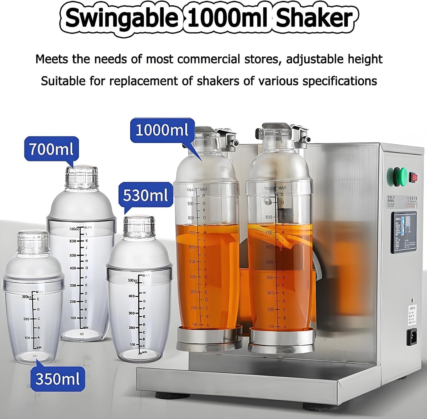 Maszyna do wytrząsania herbaty z mlekiem, elektryczny blender do herbaty bąbelkowej i soku, stal nierdzewna, z 2 kubkami 1000 ml do kawy, mleka i wina