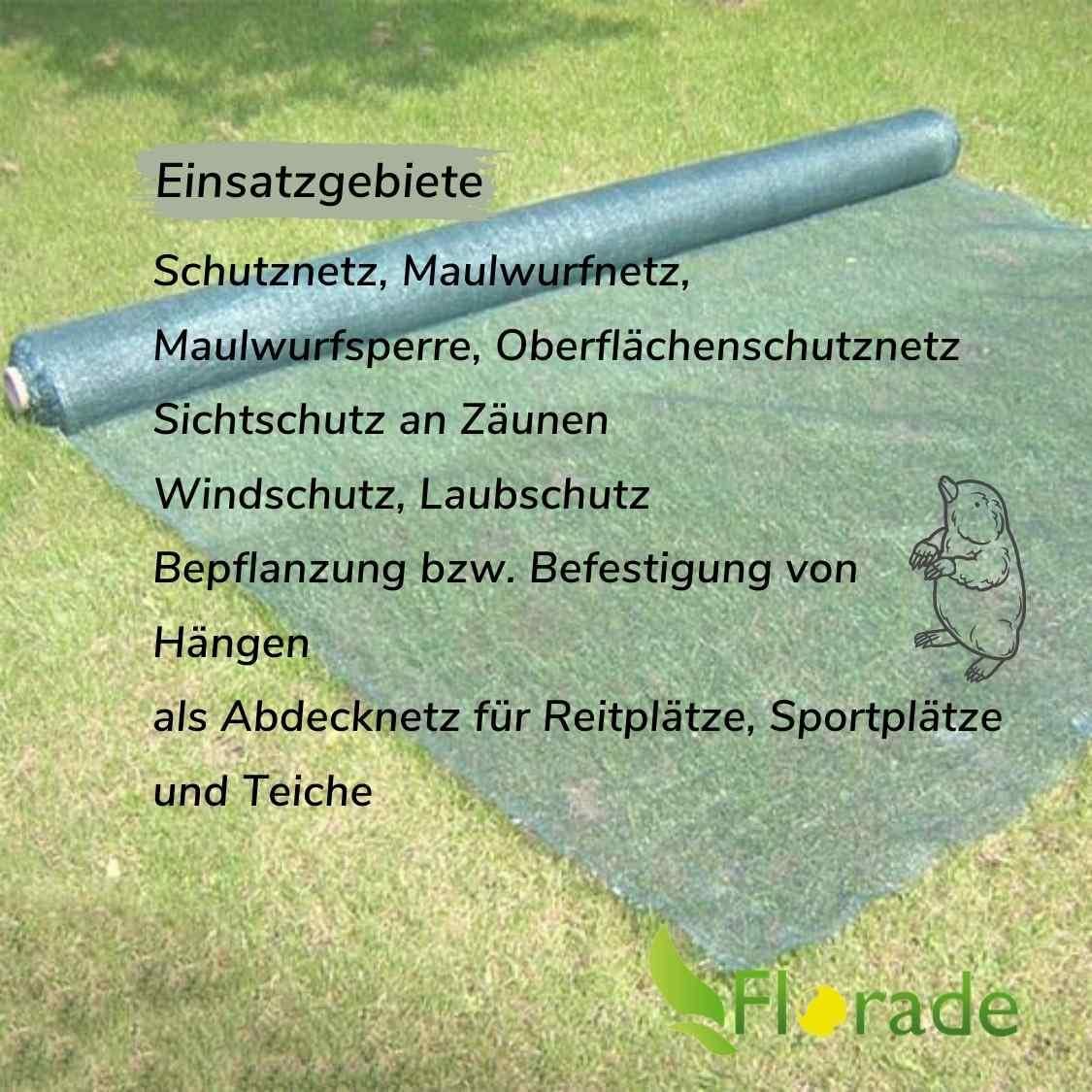 Florade® Filet Anti-taupe | Adapté Aux Animaux | Empêche Les Taupes | Résistant Aux UV, Robuste, Durable | Protection Efficace Contre Les Taupes | Vert Foncé | 80 G/m² | Largeur : 2,6 M / Longueur