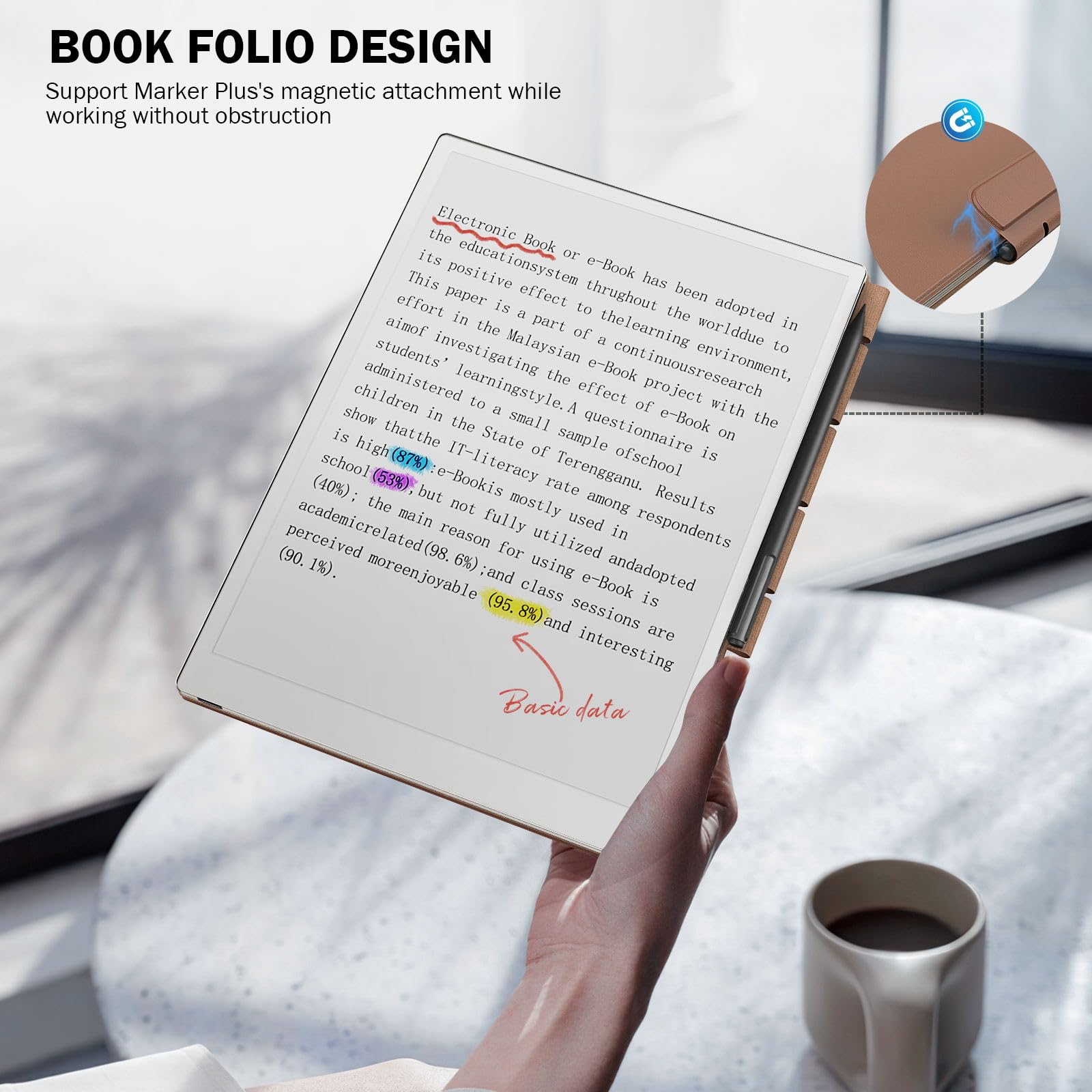MoKo Custodia per Remarkable Paper Pro 2024 11.8", Custodia Magnetica Leggera e Ultrasottile con Ampia Chiusura Protettiva per Penna, Auto Sleep/Wake per Remarkable Pro 11.8", Marrone