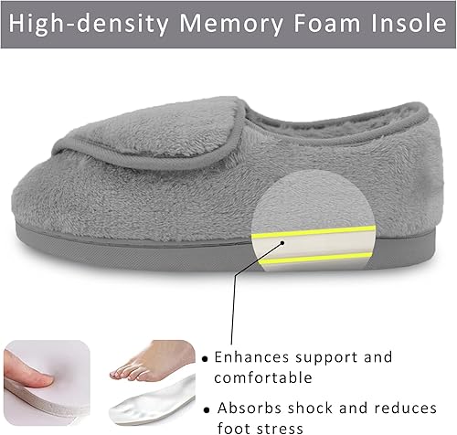 Miniatura 4 de Git-up Pantuflas diabéticas de espuma viscoelástica para mujer, artritis, edema, ajustables, con puntera cerrada, pies hinchados, cómodos, para