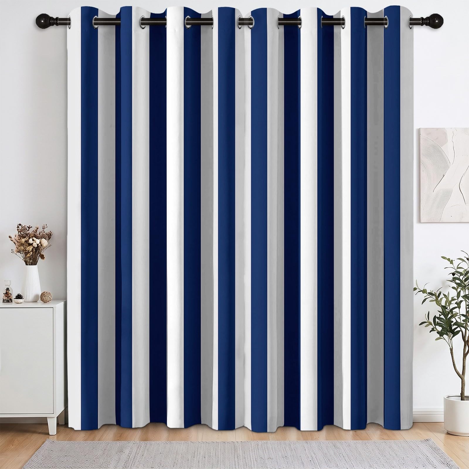Tende moderne, geometriche, blu marino, per ragazzi e ragazze, classiche, oscuranti, con occhielli, per cameretta dei bambini, camera da letto, 245 x 140 cm (altezza x larghezza), 2 pezzi